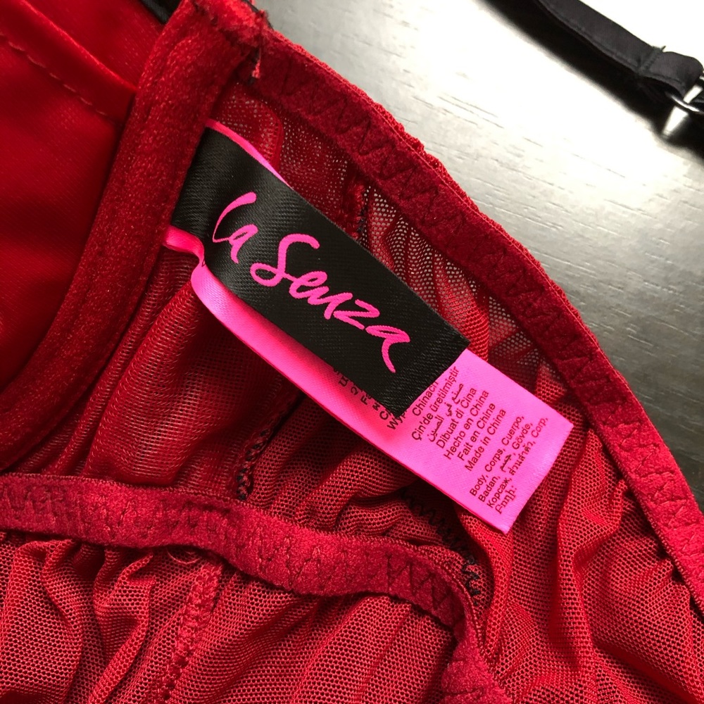 La Senza Large Red & Black Lace Open Babydoll Lingerie - Picture 8 of 9